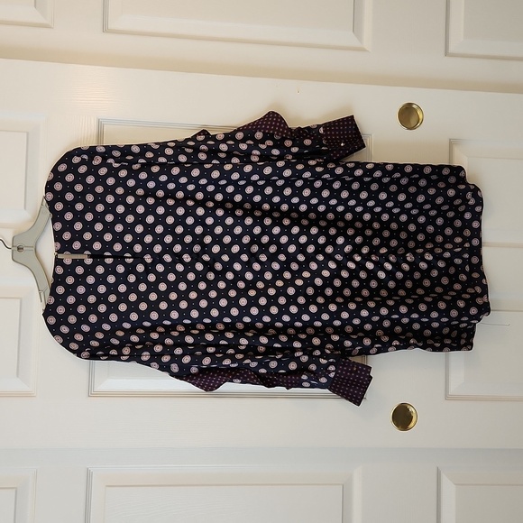 Banana Republic Foulard Silk Ruffle Dress Navy Size L - Picture 7 of 15